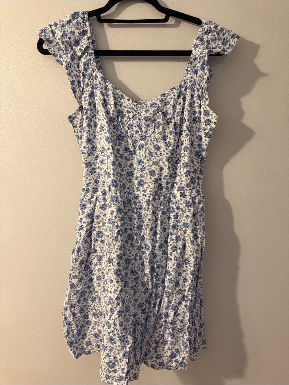 Hollister White Mini Dress with Blue Floral Print